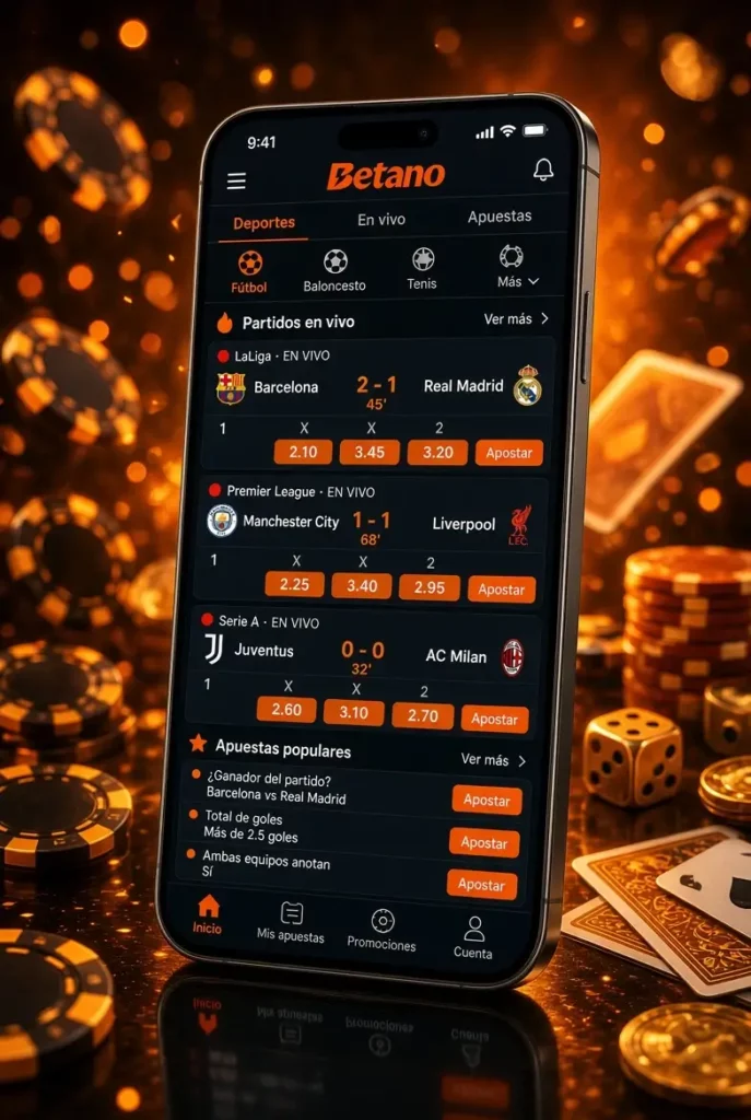 Teléfono con apuestas deportivas